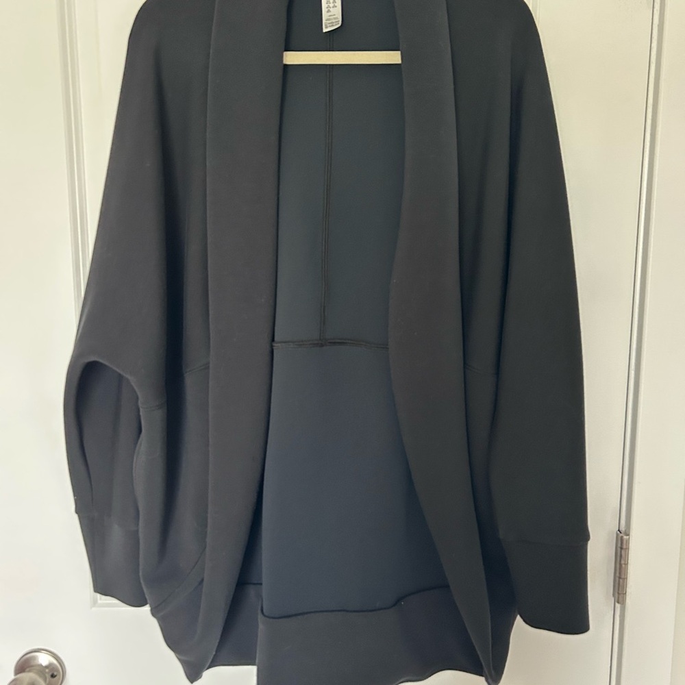Spanx Air Essentials Black Open Front Draped Cardigan Size M/L